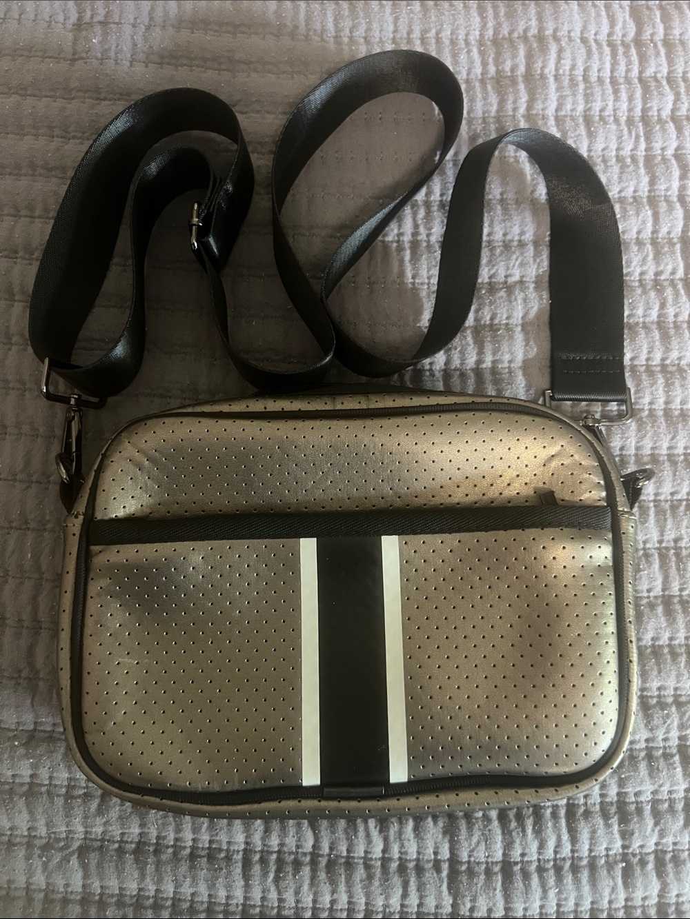 HAUTE SHORE Metallic Crossbody with Black Stripe